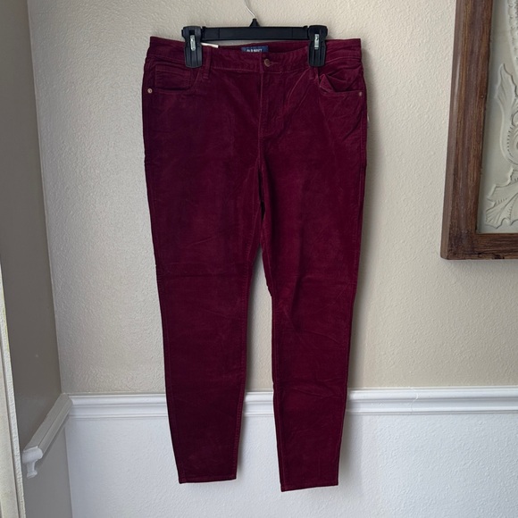 Old Navy rock star mid-rise maroon velvet jeans size 14 - Picture 1 of 5